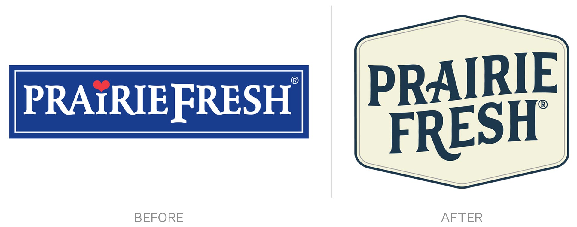 The previous Prairie Fresh logo alongside the new version.