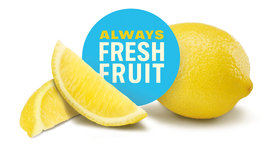 Always Fresh Fruit graphic alongside a lemon