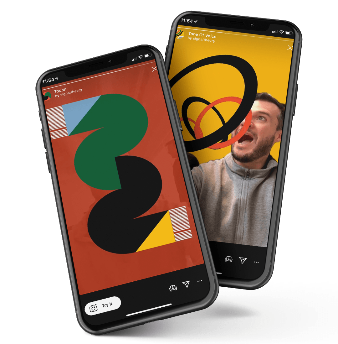 Signal Theory Holiday Mailer AR Experience Showcased on Two iPhones