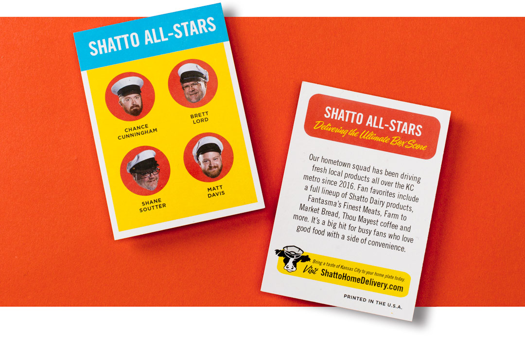 Front and back view of Shatto Milk Delivery All Star Trading Card.