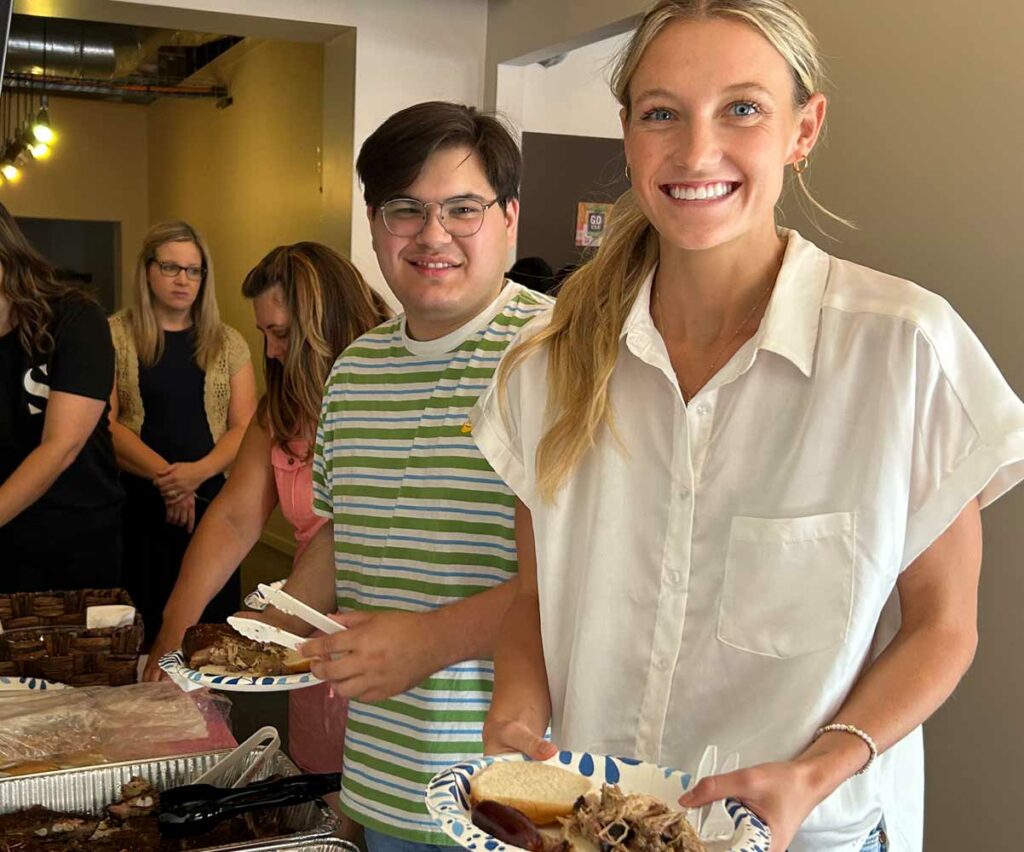 Signal Theory employees lined up for the United Way chili cook-off